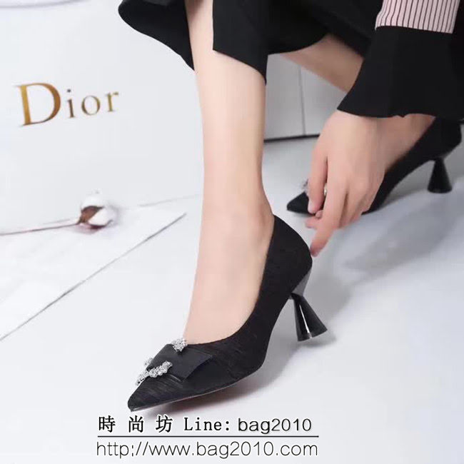 DIOR迪奧 2018秋款 棉麻面料 尖頭高跟鞋 QZS2018